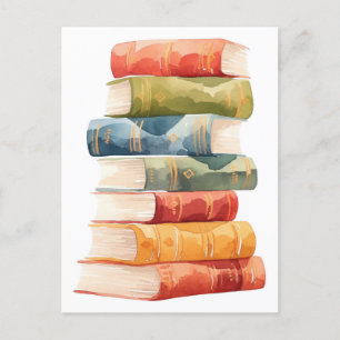 Aquarel Illustratie van Stapel Boeken Briefkaart