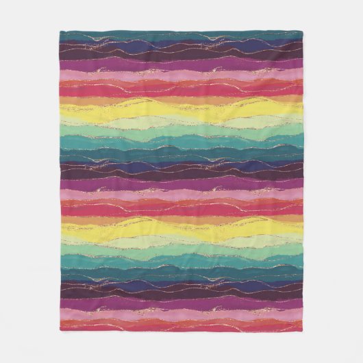 Aquarel inkt goud glitter regenboog strepen fleece deken (Voorkant)