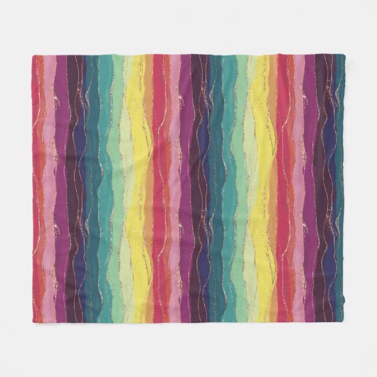Aquarel inkt goud glitter regenboog strepen fleece deken (Voorkant (Horizontaal))