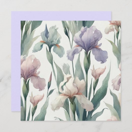 Aquarel Irissen Print Design Feestdagenkaart (Voorkant / Achterkant)