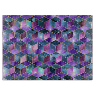 Aquarel Isometrisch met Goud en Marmer Galaxy Snijplank