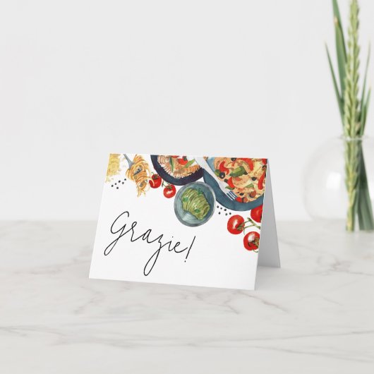Aquarel Italiaans eten, dat is amore!  Bedankkaart (Voorkant)