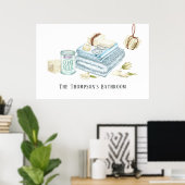 Aquarel Ivoorwit Zeep Badkamer Poster (Thuiskantoor)