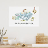 Aquarel Ivoorwit Zeep Badkamer Poster (Keuken)