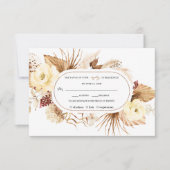 Aquarel Ivoren Bloemen Pampas Gras Verjaardag RSVP Kaartje (Voorkant)