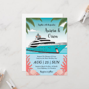 Aquarel jacht trouwkaarten kaart