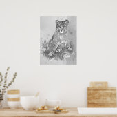 Aquarel Jonge Poema Bergleeuw Dieren Kunst Poster (Keuken)
