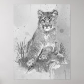 Aquarel Jonge Poema Bergleeuw Dieren Kunst Poster (Voorkant)