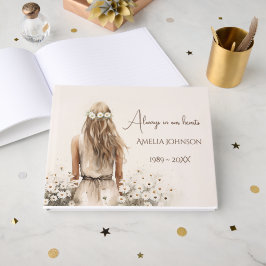 Aquarel Jonge Vrouw in Madeliefjes Herdenking Gastenboek