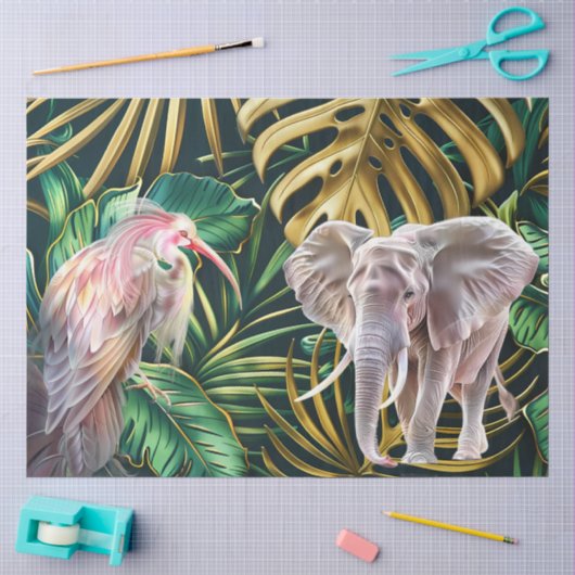 Aquarel Jungle Olifant Ephemera Decoupage Tissuepapier (Craft)