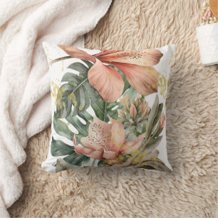 Aquarel Jungle Orchideeën Bloemen Kussen