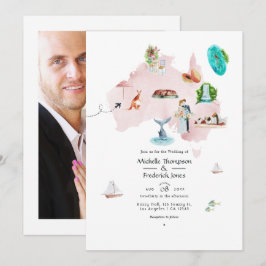Aquarel kaart van Australië Destination Huwelijk