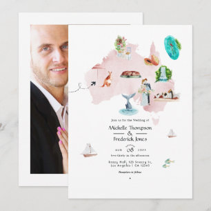 Aquarel kaart van Australië Destination Huwelijk