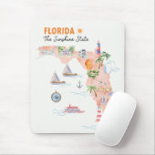 Aquarel Kaart van Florida Muismat (Met muis)