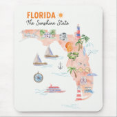 Aquarel Kaart van Florida Muismat (Voorkant)