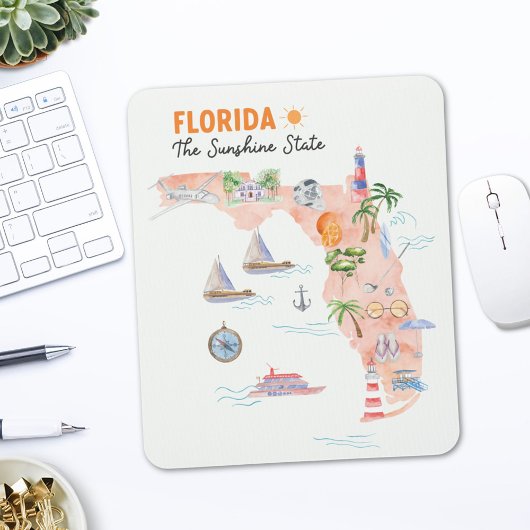 Aquarel Kaart van Florida Muismat