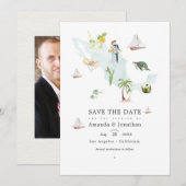 Aquarel Kaart van Mexico Bestemming Huwelijk Foto (Voorkant / Achterkant)