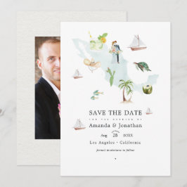 Aquarel Kaart van Mexico Bestemming Trouwfoto