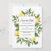 Aquarel Kader met Gele Citroenen & Blad Save The Date (Voorkant)