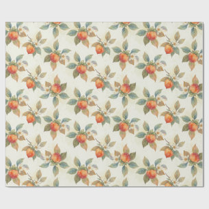 Aquarel kaki fruit en bloemen cadeaupapier