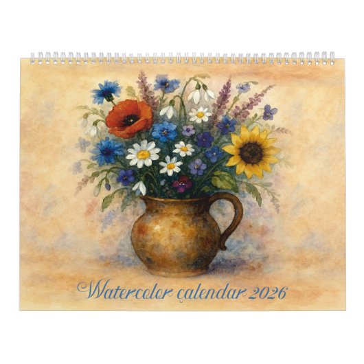 Aquarel Kalender 2026 Bloemenvase (Hoes)