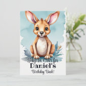 Aquarel Kangoeroe Verjaardagsfeest Uitnodiging (Staand voorkant)