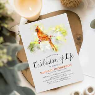 Aquarel Kardinaal Funeral Herdenkingsfeest Kaart