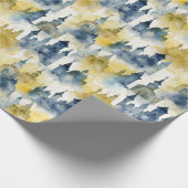 Aquarel kastelen inpakpapier - blauw & geel (Hoek)