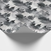 Aquarel kastelen inpakpapier - zwart & wit (Hoek)