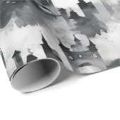 Aquarel kastelen inpakpapier - zwart & wit (Rol Hoek)