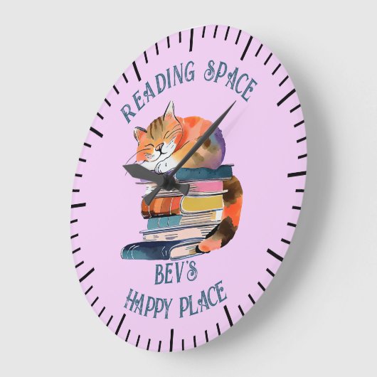 Aquarel Kat met Boeken Grote Klok (Hoek)