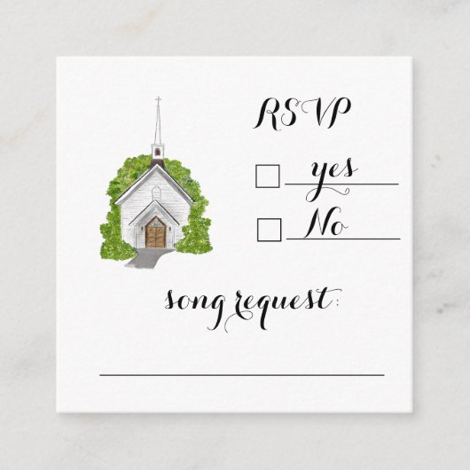 Aquarel kerk RSVP kaart (Voorkant)