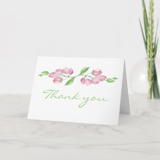 Aquarel Kersenbloesem Bloem Dank je blanco Bedankkaart