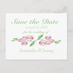 Aquarel Kersenbloesem Save the Date Floral Aankondigingskaart
