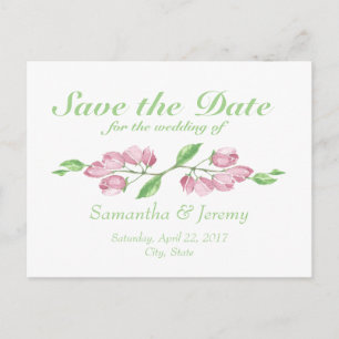 Aquarel Kersenbloesem Save the Date Florale Aankondigingskaart