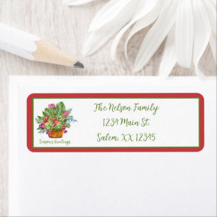 Aquarel Kerst botanische boeket Vakantie Etiket