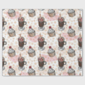 Aquarel kerst cupcake handgetekend cadeaupapier (Vlak)