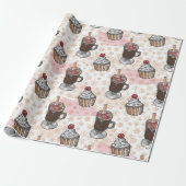 Aquarel kerst cupcake handgetekend cadeaupapier (Uitgerold)