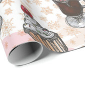 Aquarel kerst cupcake handgetekend cadeaupapier (Rol Hoek)