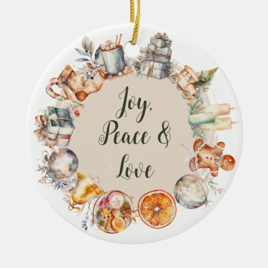 Aquarel Kerst Keramisch Ornament (Voorkant)