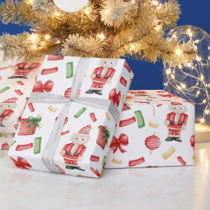 Aquarel Kerst Notenkrakers en Decoraties Cadeaupapier