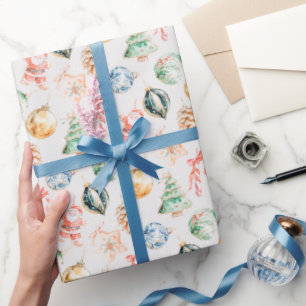 Aquarel Kerst Ornamente Cadeaupapier