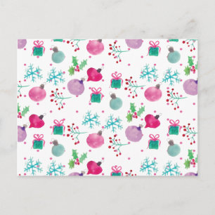 Aquarel Kerst Thema Handgeschilderd Patroon Briefkaart
