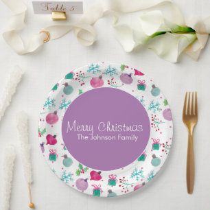 Aquarel Kerst Thema Handgeschilderd Patroon Papieren Bordje