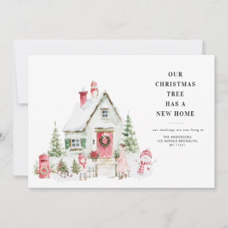Aquarel kerst verhuisbericht voor thuis feestdagenkaart