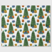 Aquarel Kerstbomen en Cadeau Dozen Cadeaupapier (Vlak)