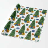 Aquarel Kerstbomen en Cadeau Dozen Cadeaupapier (Uitgerold)