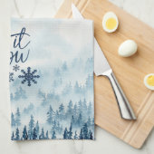 Aquarel kerstbomen laten het sneeuwen theedoek (Quarter Fold)