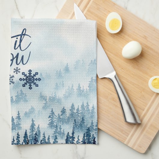 Aquarel kerstbomen laten het sneeuwen theedoek (Quarter Fold)