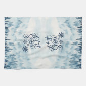 Aquarel kerstbomen laten het sneeuwen theedoek (Horizontaal)